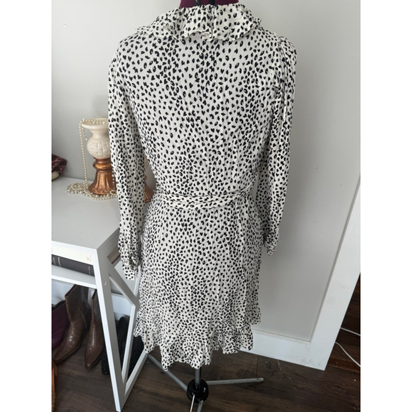 Maje White and Black Animal Print Wrap Dress 2 - Picture 2 of 4